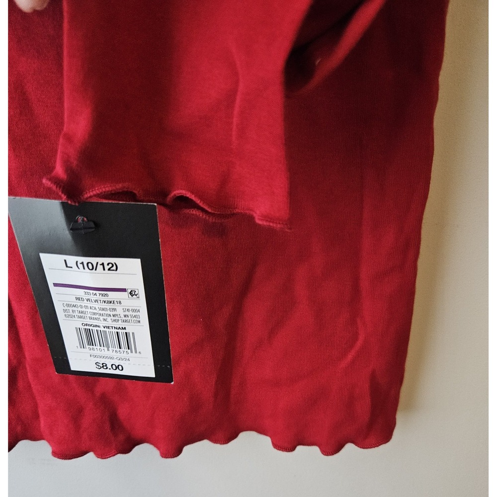 Art Class Girls Red Long Sleeve Cropped Top Lettuce Hem L 10/12 NWT - Picture 2 of 5